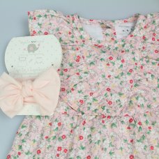 M34306: Baby Girls All Over Print Dress, Pant & Headband Set  (1-2 Years)